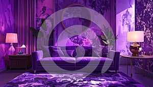 Generated image.Purple and pink surreal architecture.