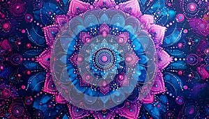 Generated image.Close-up of a flower pink and blue background.