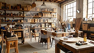 Rustic Artisan's Workshop and Creative Studio Interior