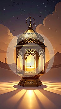 Ramadan Kareem vector illustration of a lantern Fanus.