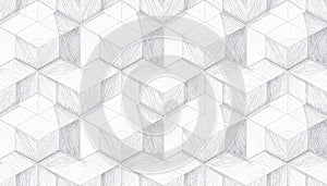 Pencil Sketch Geometric Cube Pattern