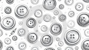 Hand-Drawn Vintage Sewing Buttons Seamless Pattern