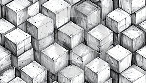 Abstract Wooden Cube Pattern