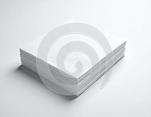 White Paper Stack Clean Square Sheets on Bright Background