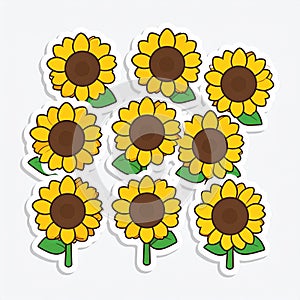 Cartoon Sunflower Sticker Pattern
