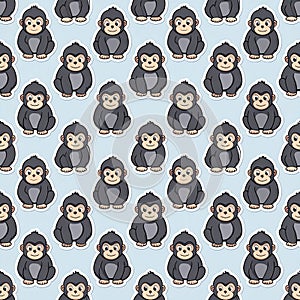 Adorable Baby Gorilla Seamless Pattern