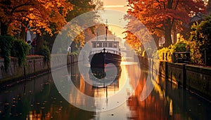 Generated imageCalm canal scene featuring a boat