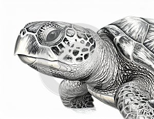 Detailed Pencil Drawing of a Sea Turtle