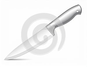 Sharp Silver Kitchen Knife Isolated on White Background