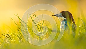 Bird hidden in the grass