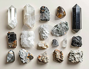 Diverse Collection of Natural Minerals, Rocks, and Crystals