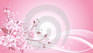 Generated image.Delicate Pink Flowers Artwork.