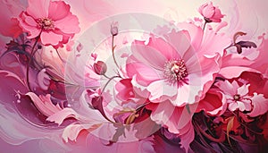 Generated image.Delicate Pink Flowers Artwork.