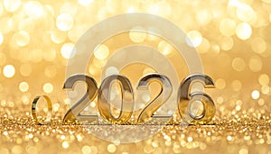 2026 New Year's gold glitter greeting card