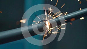 Electrical Arc and Sparks on Damaged Cable