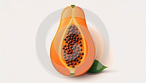Fresh Ripe Papaya Cut in Half Vector Illustration