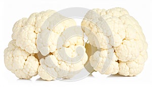 Fresh raw cauliflower flowers insulated on white