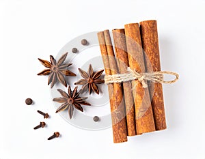 Aromatic Spices on White Background