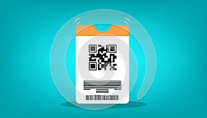 Digital Ticket with QR Code and Barcode - Vector Illustration