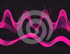 Abstract Pink Waveform Data Visualization on Black Background