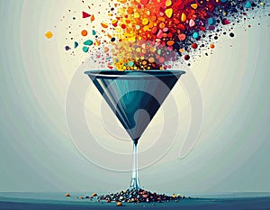 Abstract Funnel with Bursting Colorful Particles