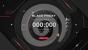 Black Friday Countdown Timer on Dark Abstract Background