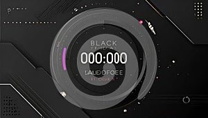 Futuristic Black Friday Countdown Timer with Digital Interface