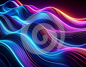 Dynamic Neon Wavy Lines Background