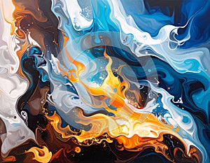 Abstract Fluid Art: Fire and Ice
