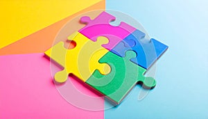 Jigsaw Puzzle Pieces Connected - Teamwork, Solution, Problem Solving Concept