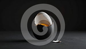Cracked Egg Black Shell, Broken Eggshell, Yolk