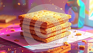 Crackers Stack, Crispy Snack Food, Healthy Eating Concept