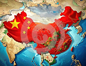 China flag. The national flag of China