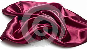 Luxurious Magenta Silk Fabric Drapes on White Background