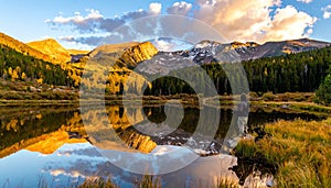 Alpine Reflection at Golden Hour.