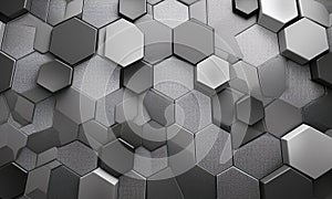 Geometric Hexagon Tile Pattern in Gray Tones for Modern Tech Background