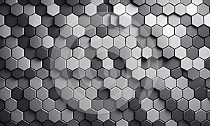 Geometric Hexagon Tile Pattern in Gray Tones for Modern Tech Background