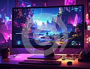 Fantasy Landscape on Computer Screen