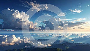 Majestic Clouds Over Mountain Range