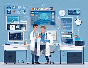 Medical Professionals Analyzing Data in a Modern Lab