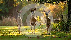 Dears roaming in the backyard