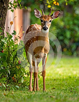 Dears roaming in the backyard