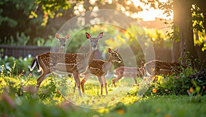 Dears roaming in the backyard