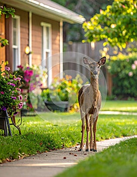 Dears roaming in the backyard