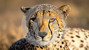 Close-up of female cheetah lying down