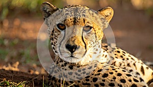 Close-up of female cheetah lying down