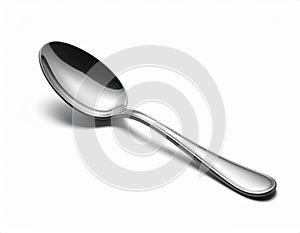 Shiny Silver Spoon on White Background