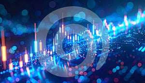 Futuristic Digital Financial Candlestick Chart