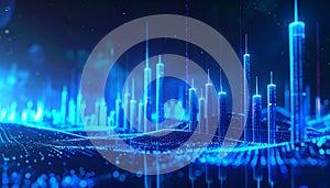 Abstract Digital Cityscape Network with Data Flow