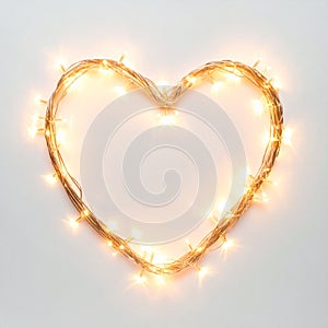 Heart-Shaped String Lights on Neutral Background